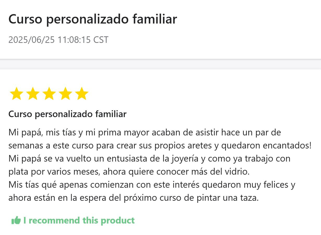 GLASS CLASS: Crea tus propios aretes. Sabado 9 de agosto
